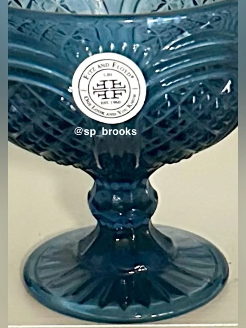 🎁4PC Fitz and Floyd Dessert Bowls - Sicily Blue Footed Dessert Bowls 11 ozs.